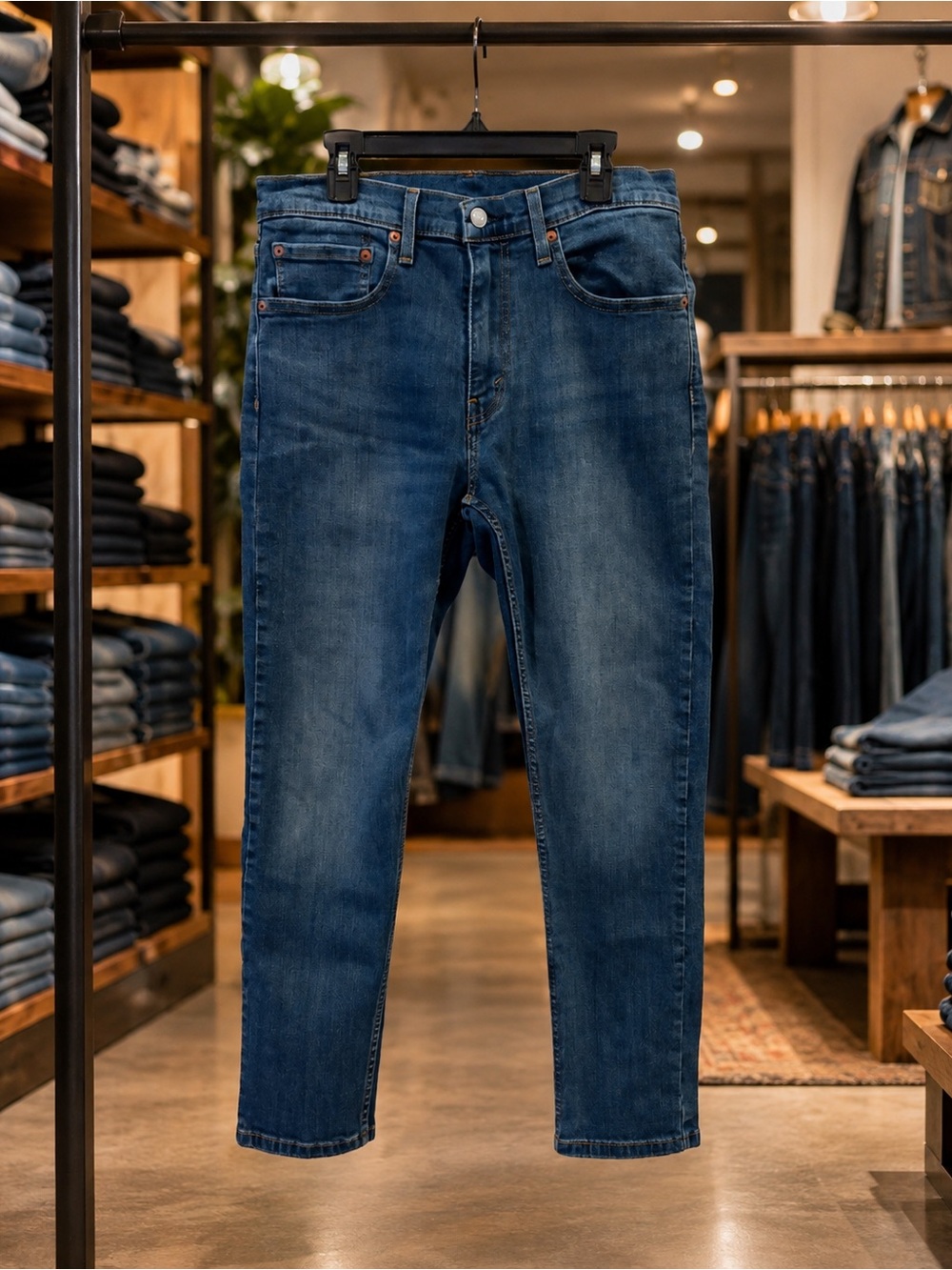 Levi’s 502 Regular Taper Jeans Men’s 32x27 Medium Wash Hemmed Stretch Denim